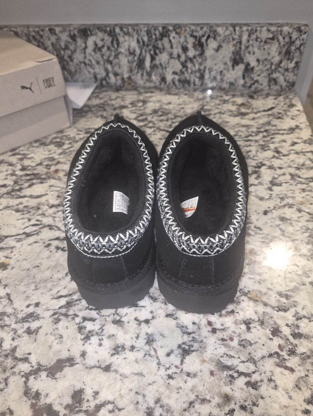 Womens UGG Black Slip-On Cozy Mule Slippers with Contrast Stitching - Picture 9 of 10